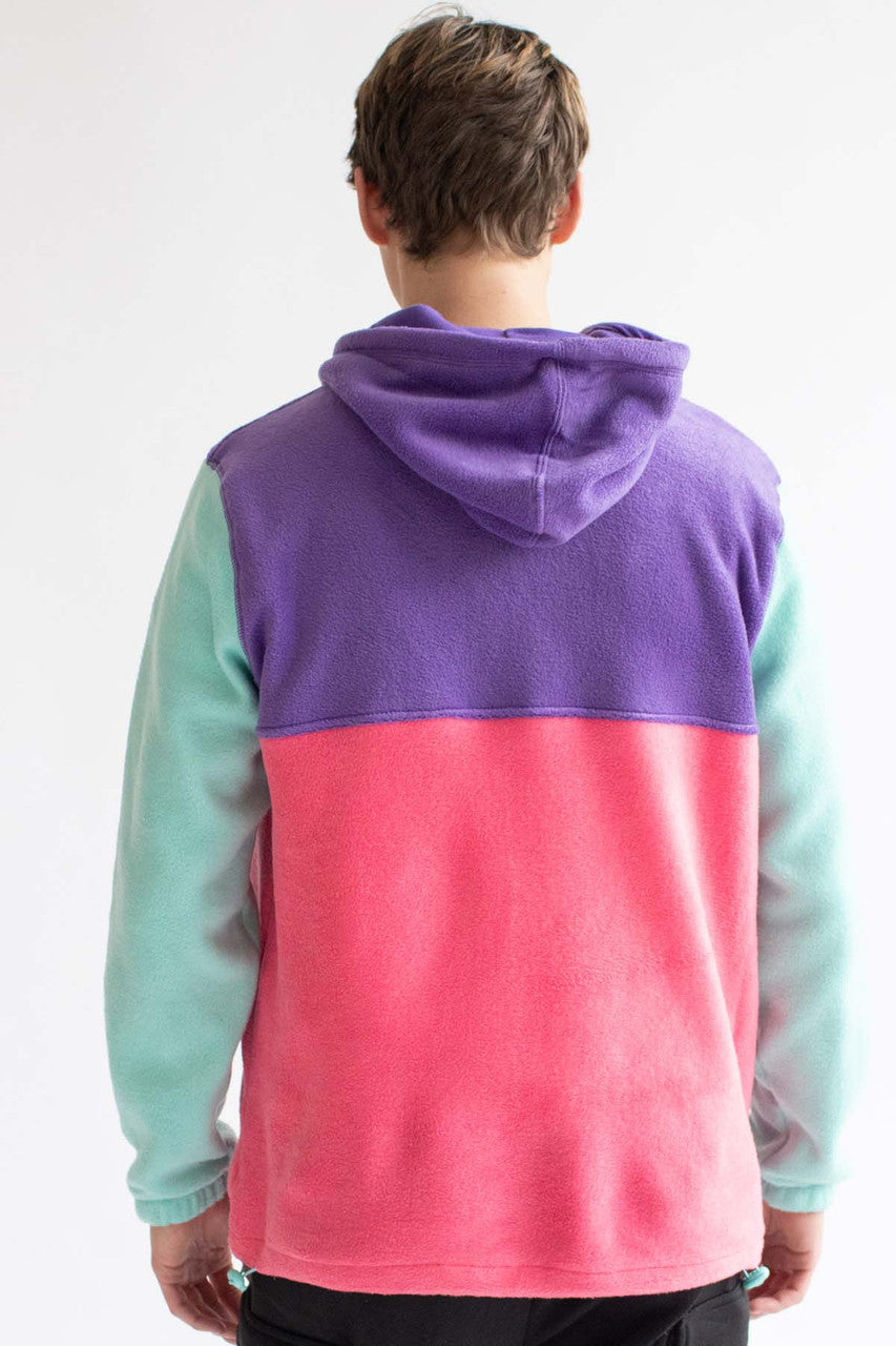 Cotton Candy Color Blocked Polar Fleece Hoodie