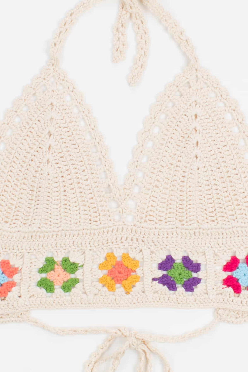 Crochet Flower Detail Tie Top