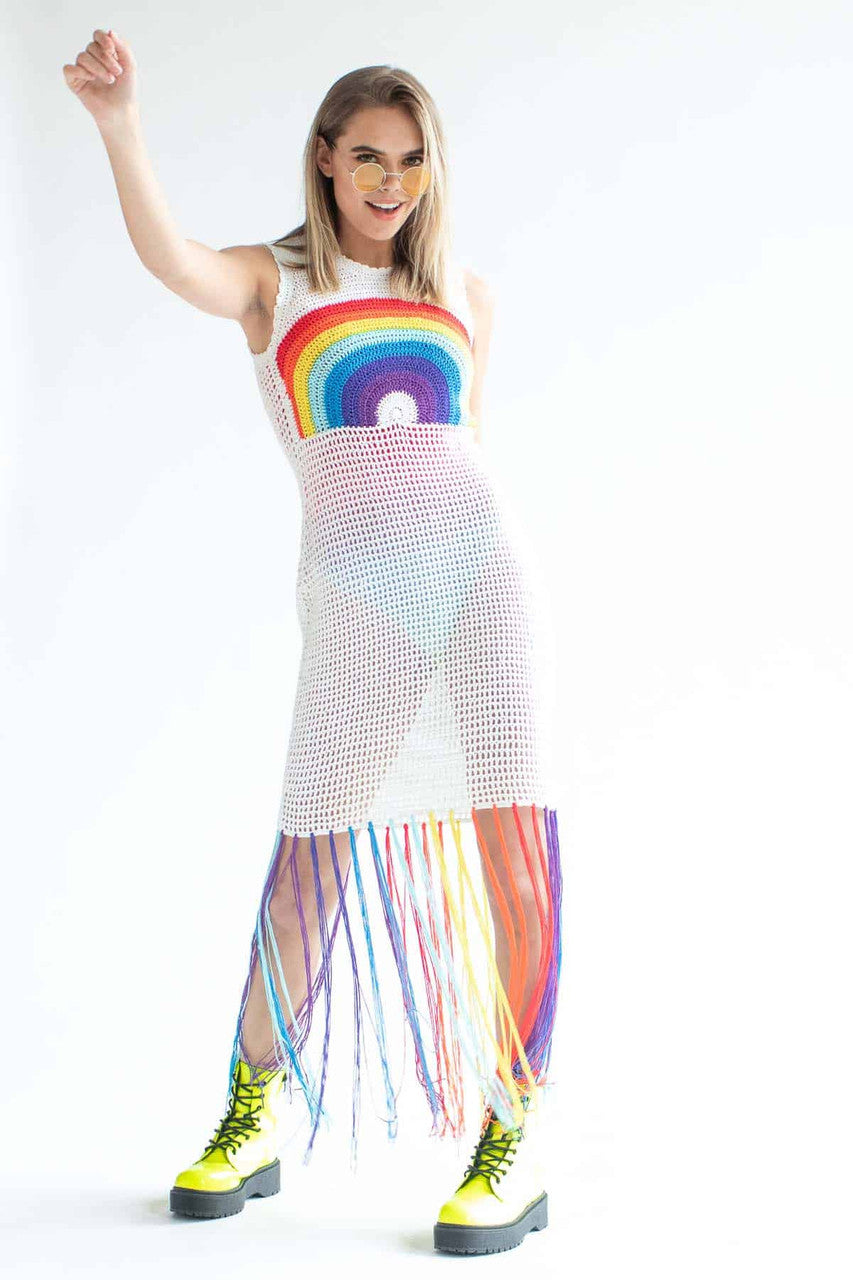 Rainbow Crochet Dress