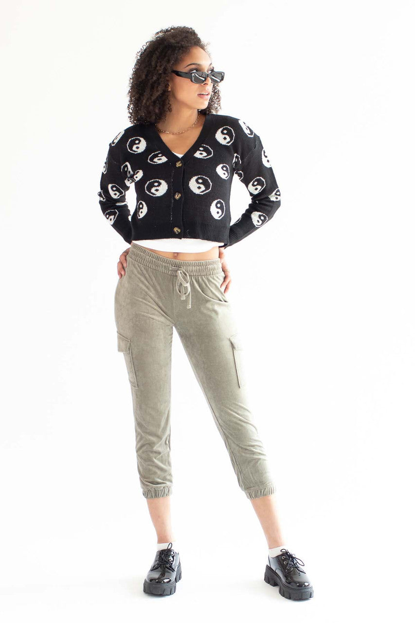 Cropped Yin & Yang Cardigan