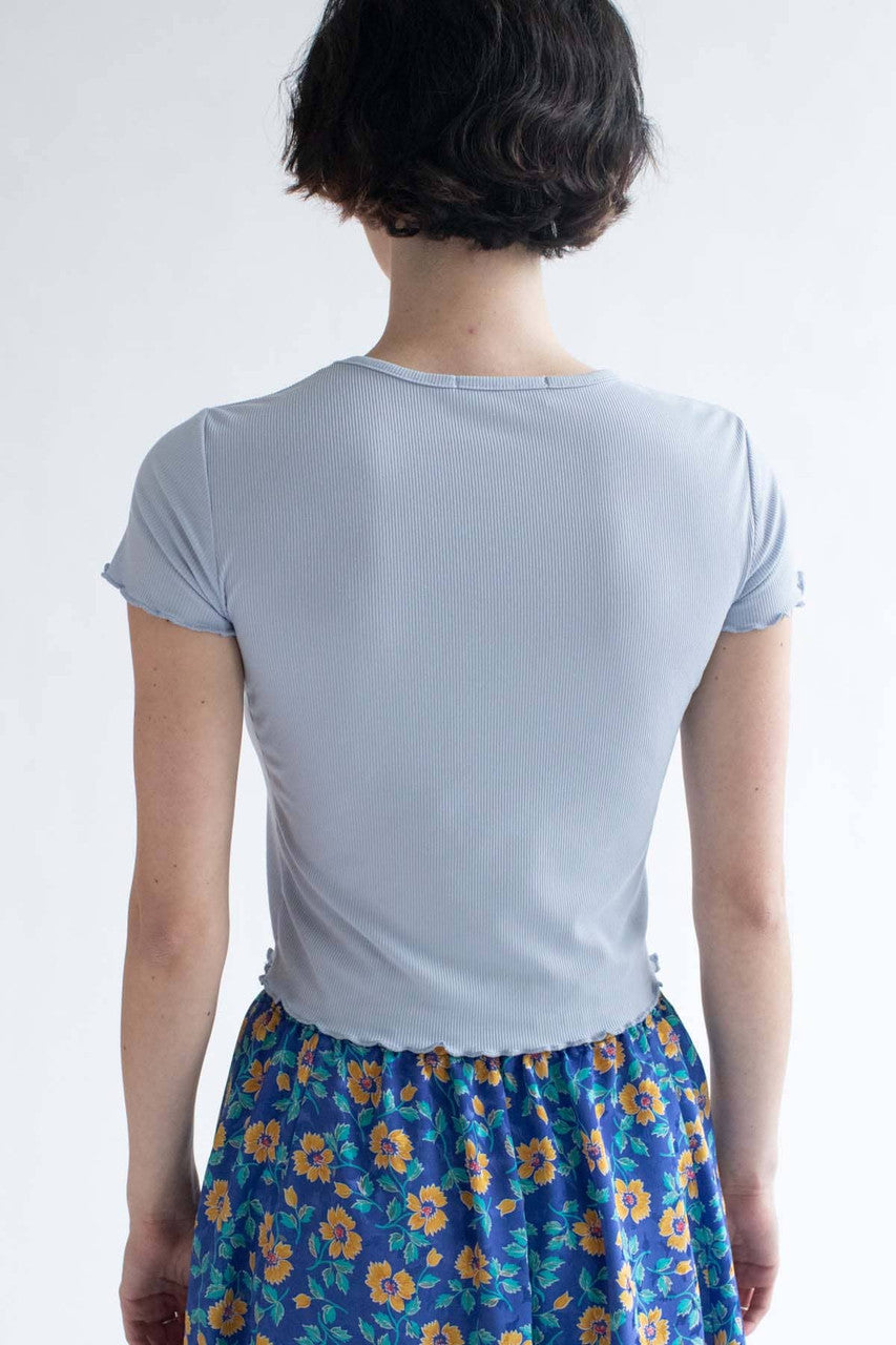 Daisy Embroidered Periwinkle Tee