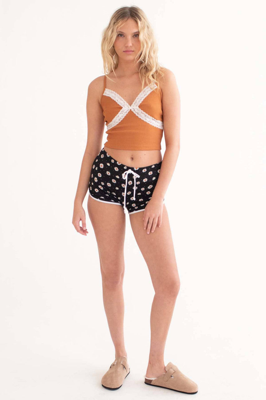 Daisy Print Thermal Dolphin Shorts