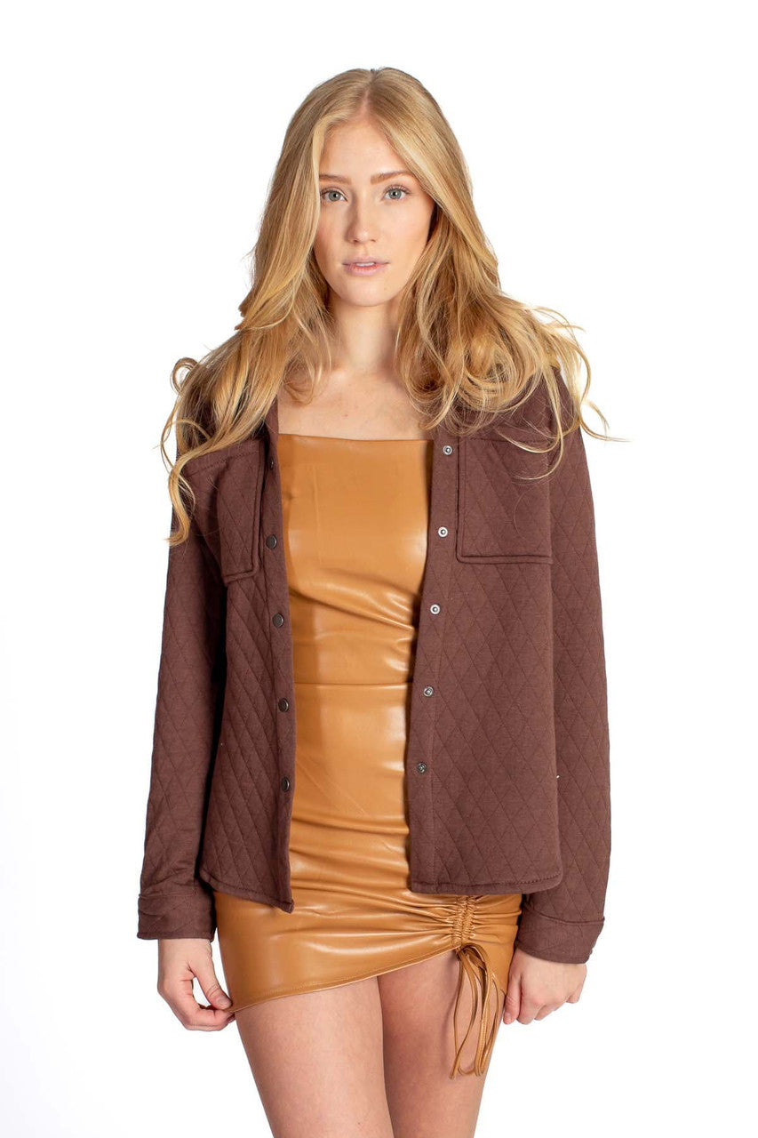 Dark Brown Diamond Quilted Sweat Jacket