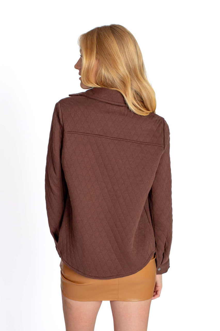 Dark Brown Diamond Quilted Sweat Jacket