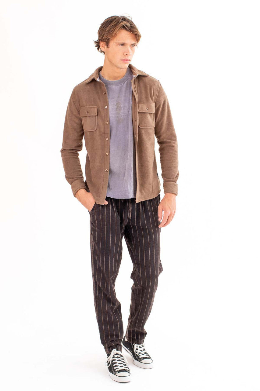 Dark Brown Pinstriped Cotton Pants