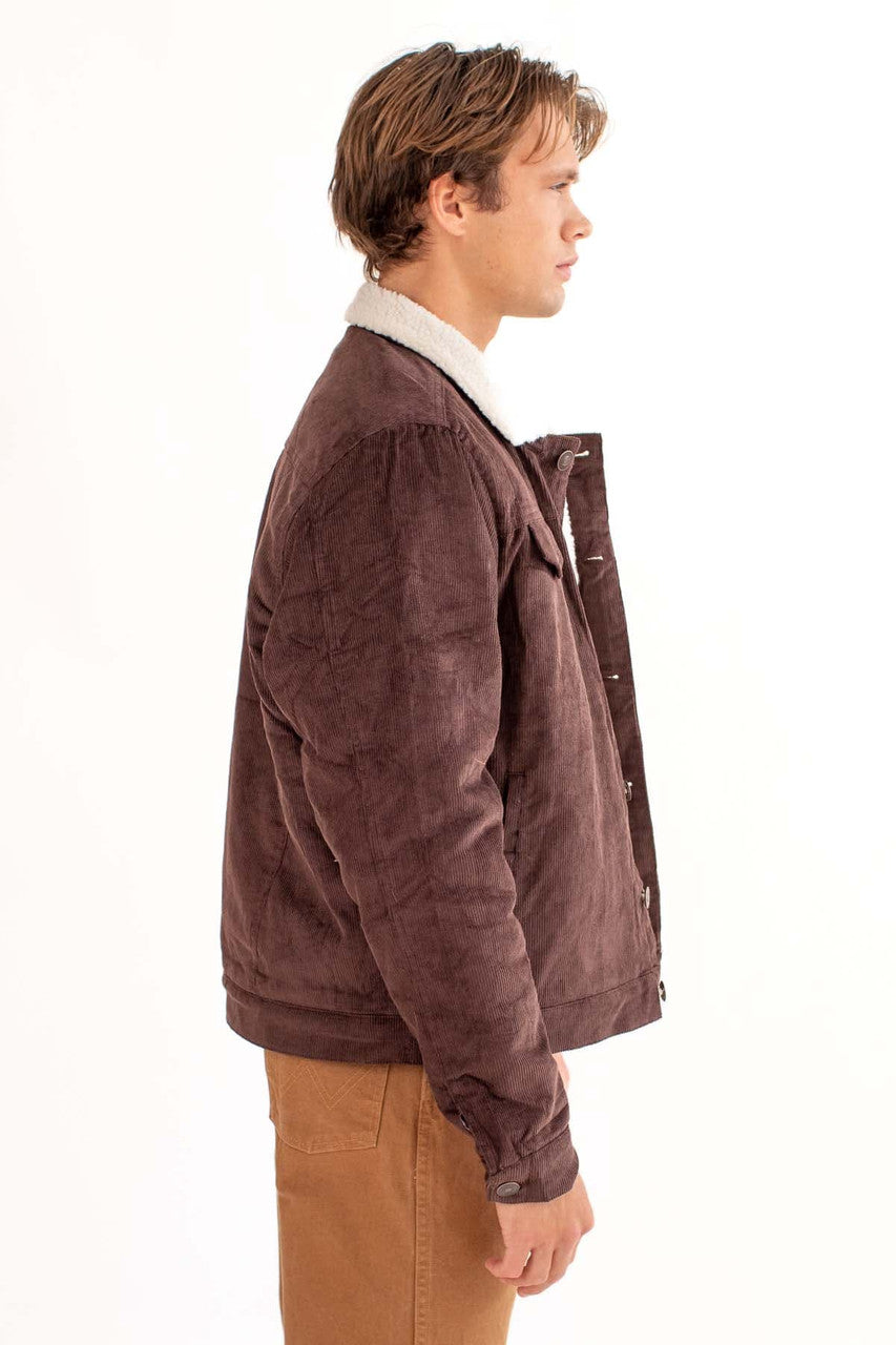 Dark Sherpa Lined Corduroy Trucker Jacket