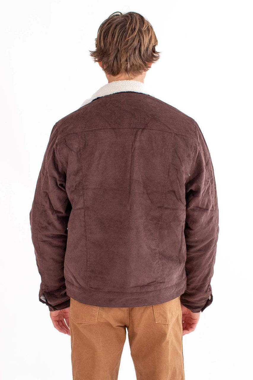 Dark Sherpa Lined Corduroy Trucker Jacket