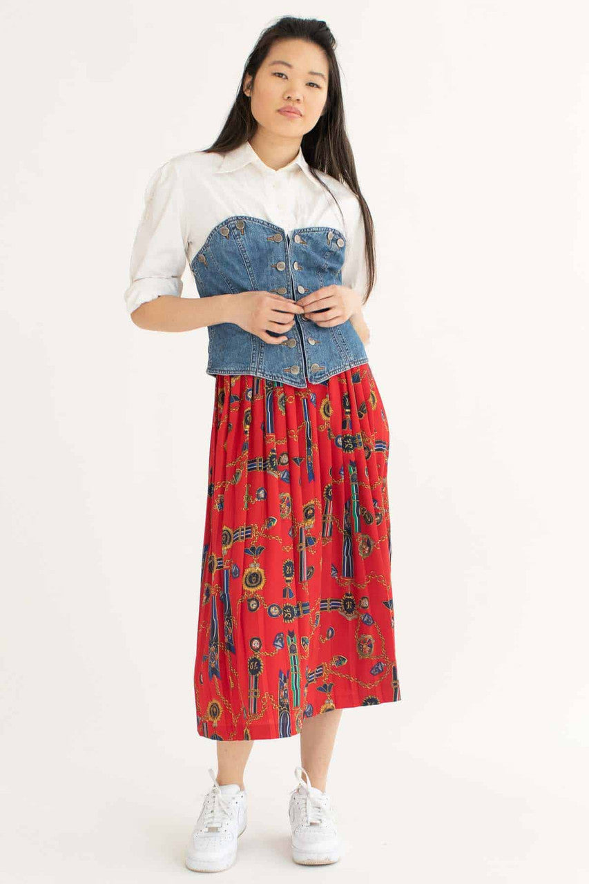 Denim Two-Piece Button Up Vintage Top