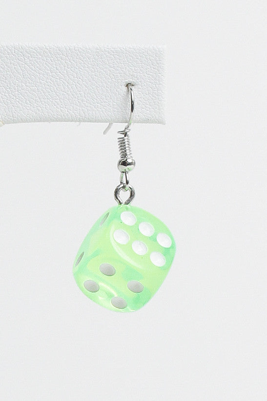 Lime Green Dice Earrings