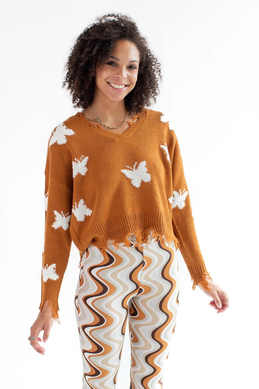 Distressed Butterfly Sweater