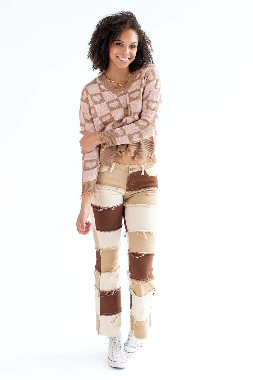 Distressed Hearts Sweater