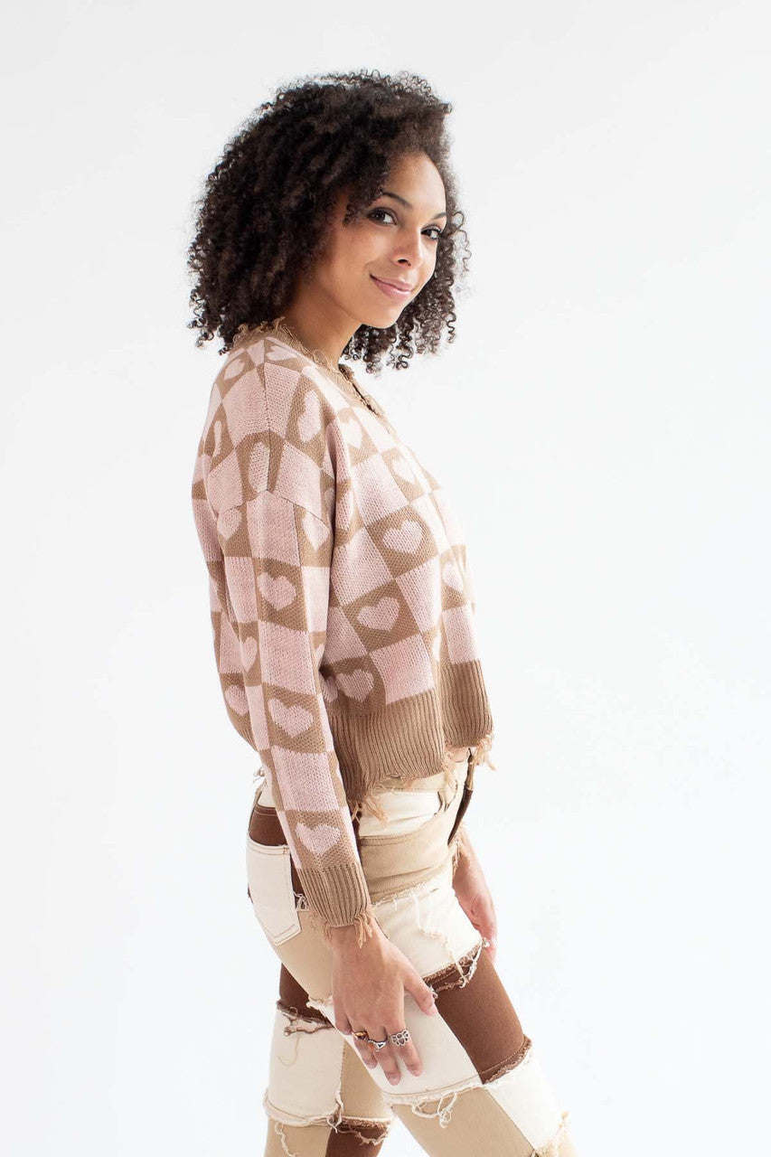 Distressed Hearts Sweater