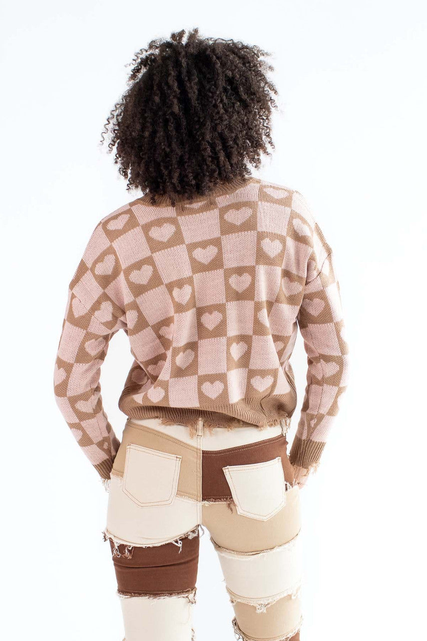 Distressed Hearts Sweater