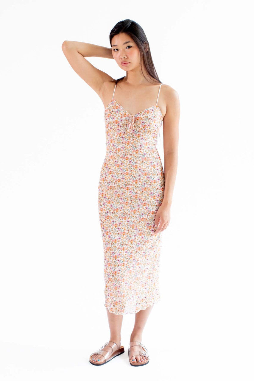 Ditsy Floral Mesh Midi Dress