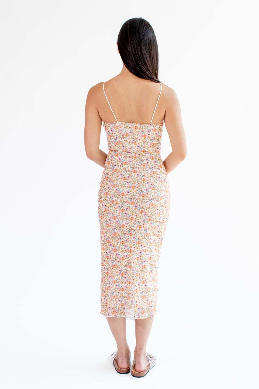 Ditsy Floral Mesh Midi Dress