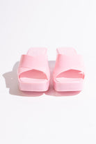 Doll Pink Plastic Chunky Heel Slides