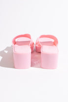 Doll Pink Plastic Chunky Heel Slides