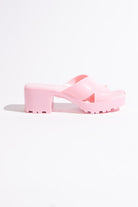 Doll Pink Plastic Chunky Heel Slides