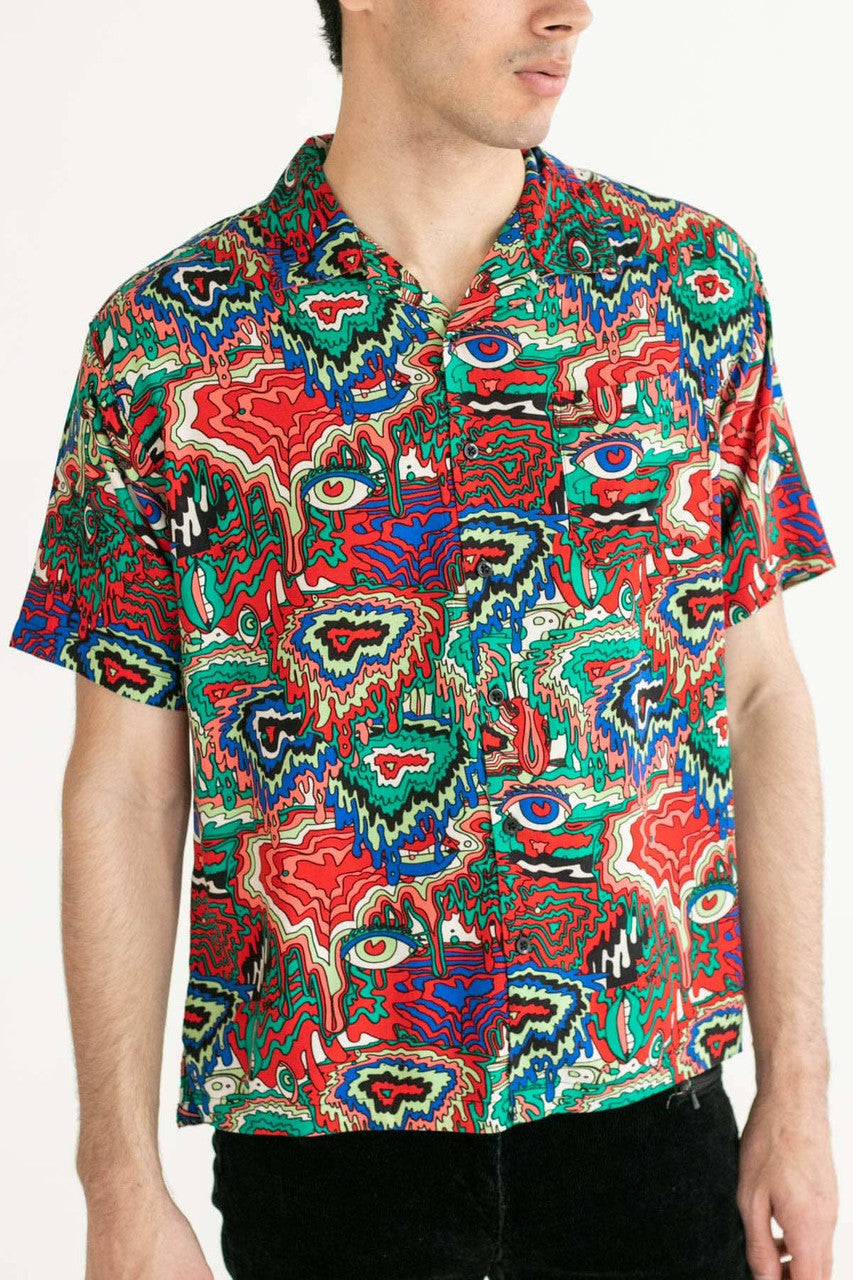 Trippy Drip Camp Button Up Shirt