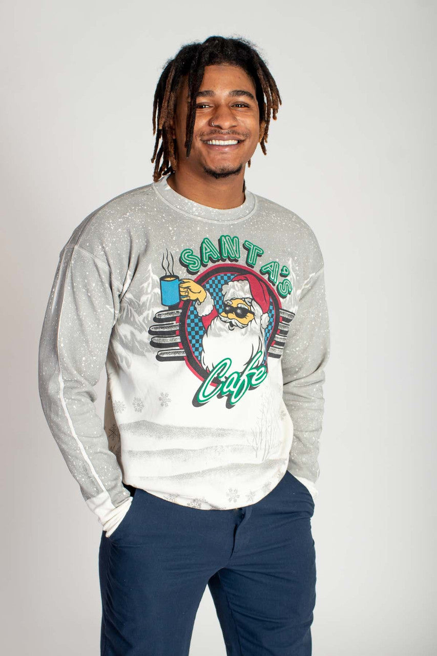 Santa's Cafe Ugly Christmas Sweatshirt (1990s)