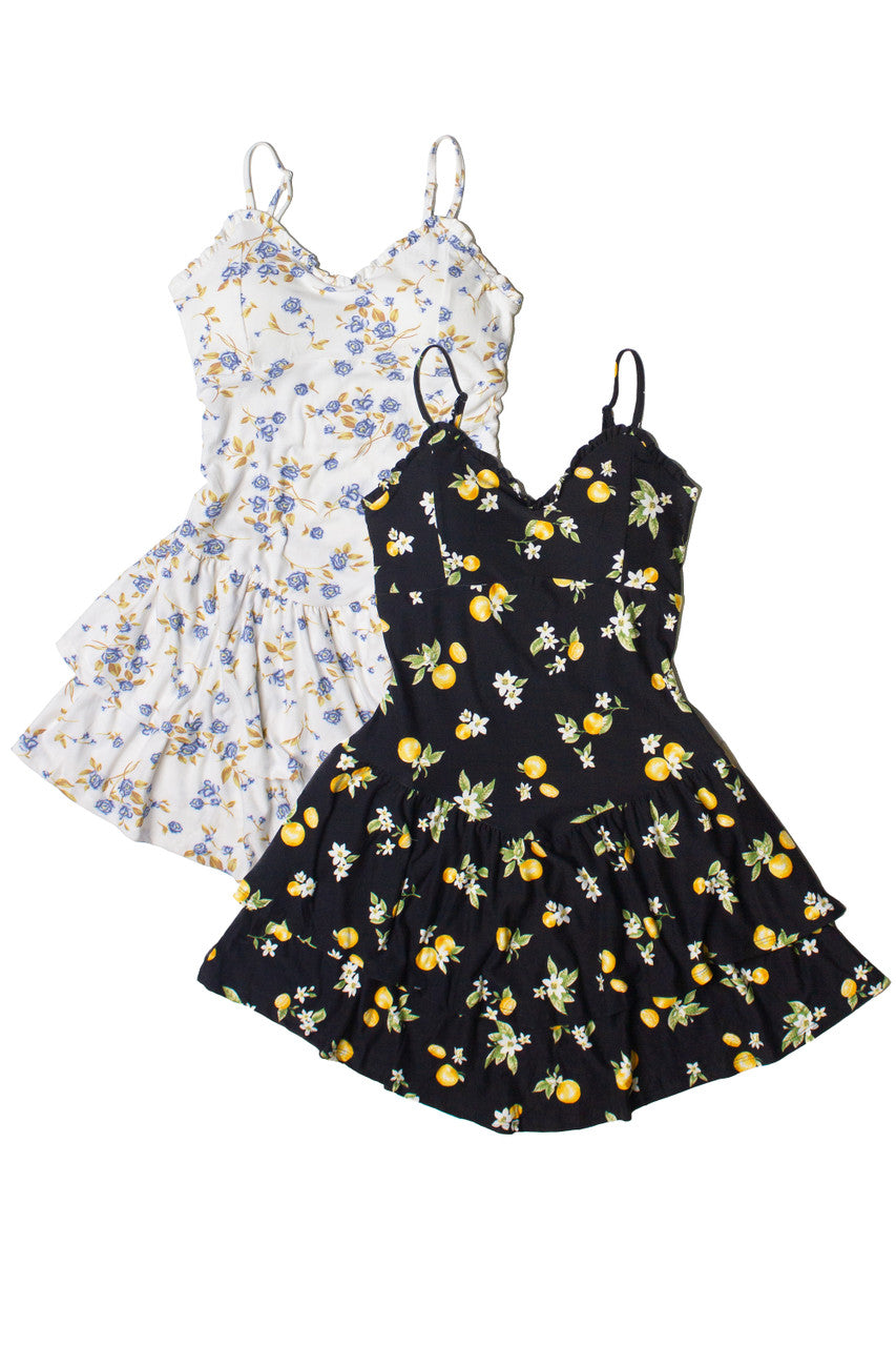 Drop Waist Patterned Mini Dress