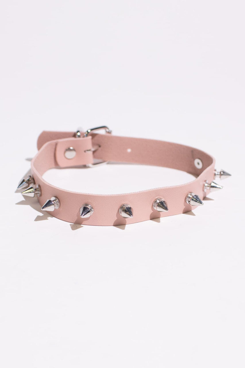 Pink Spiked Collar Choker