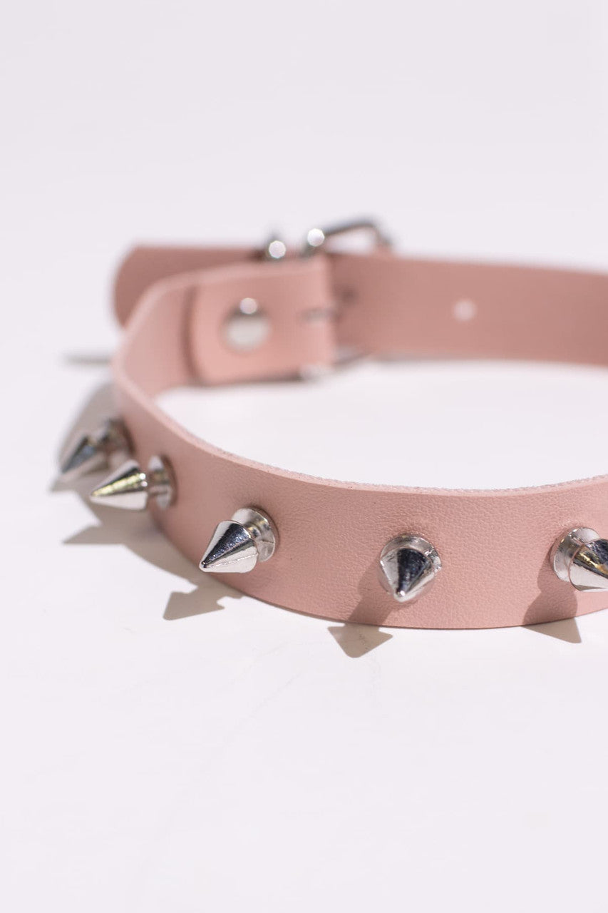 Pink Spiked Collar Choker