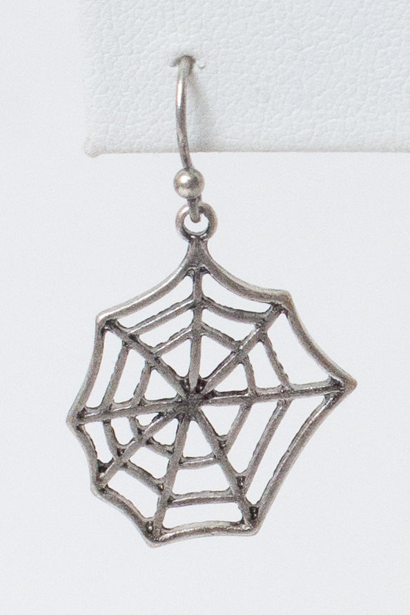 Silver Spider Web Earrings