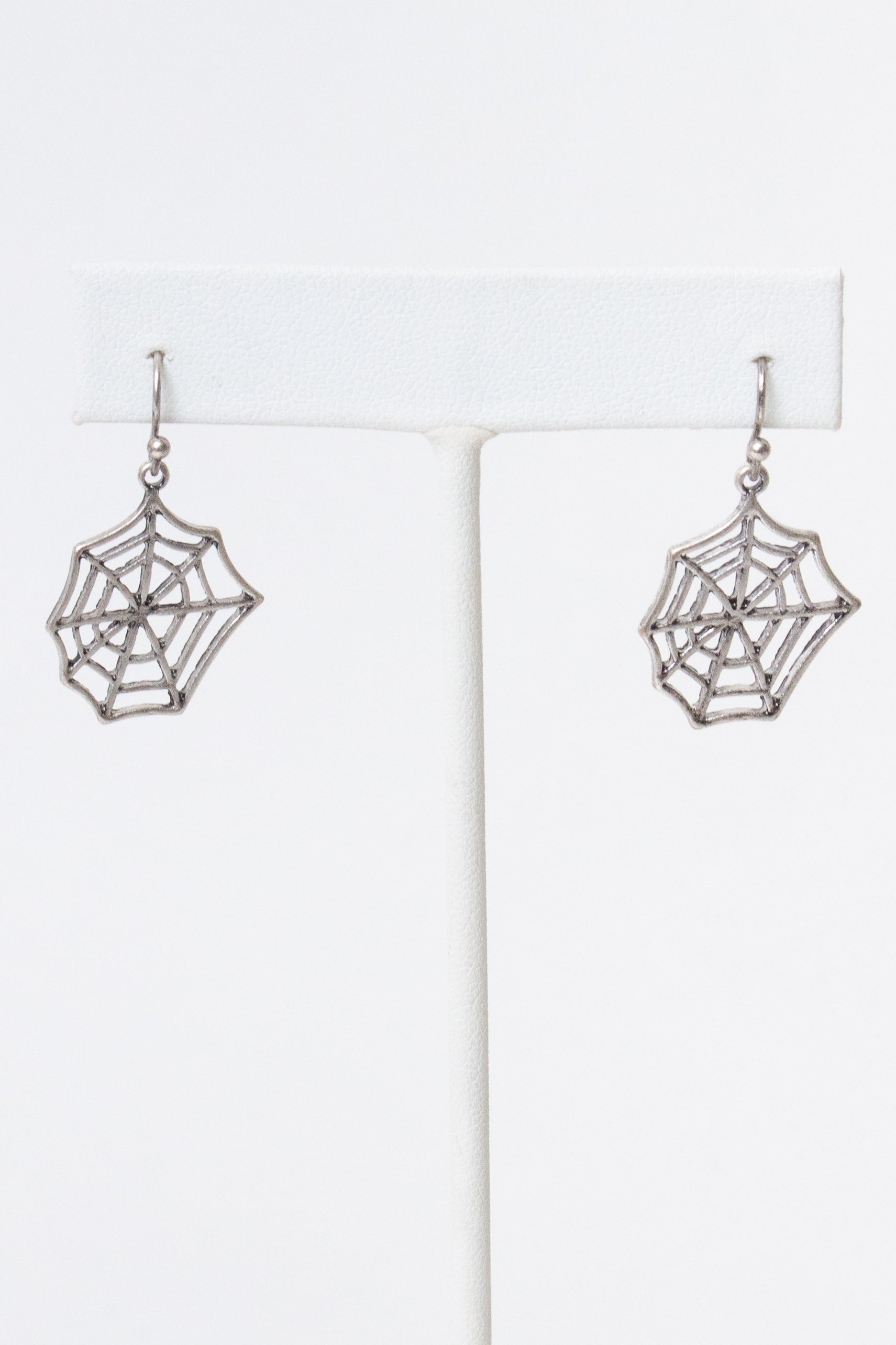 Silver Spider Web Earrings