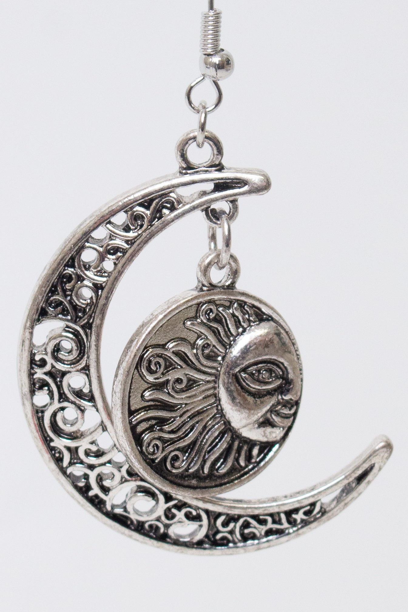 Silver Moon & Sun Earrings