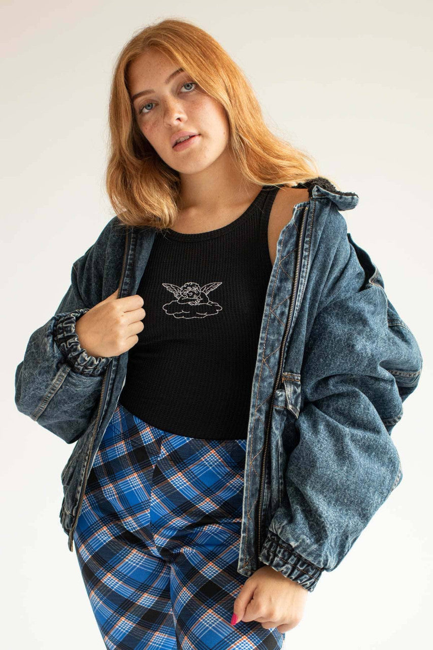 Embroidered Cherub Waffle Knit Bodysuit