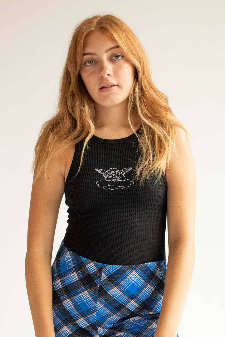 Embroidered Cherub Waffle Knit Bodysuit