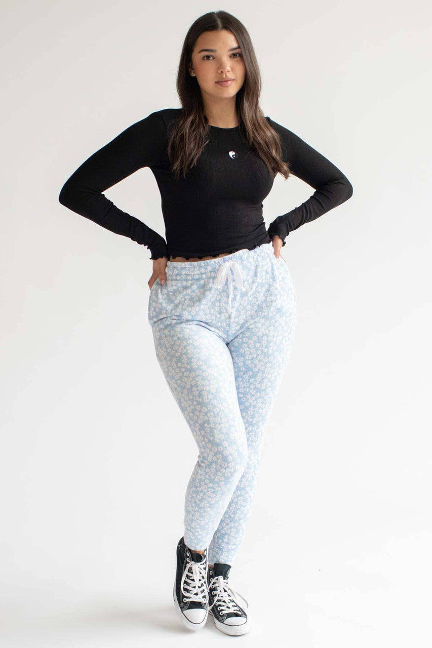 Embroidered Yin Yang Ribbed Long Sleeve Top