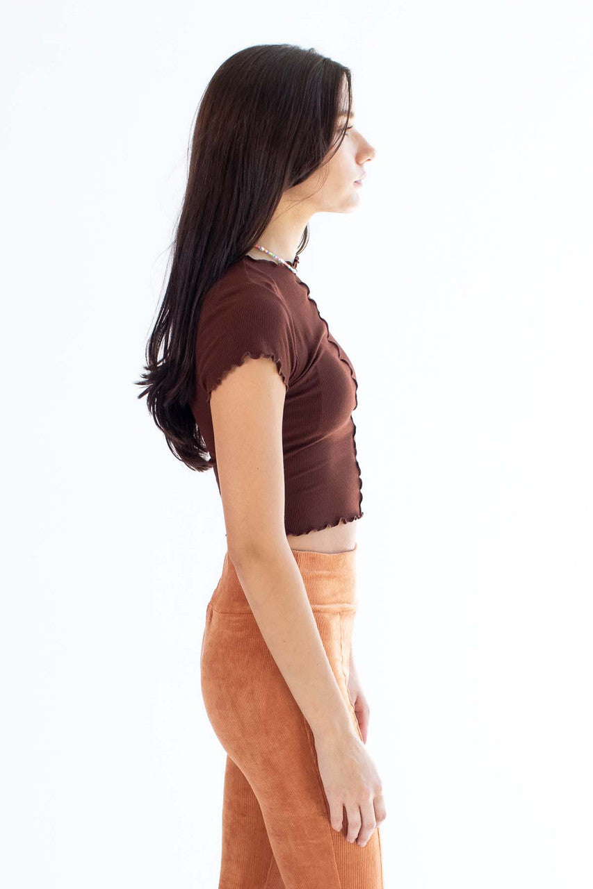 Espresso Center Seam Lettuce Trim Tee