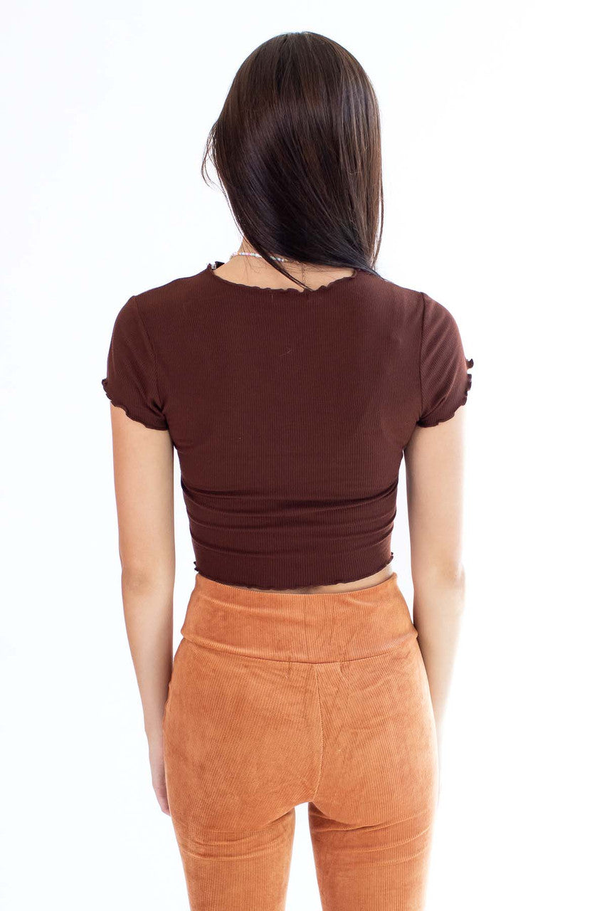 Espresso Center Seam Lettuce Trim Tee