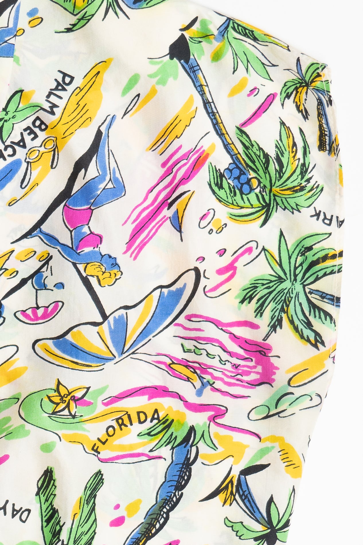 Rare Vintage Florida Beaches Peter Pan Collar Hawaiian Shirt 40/50s