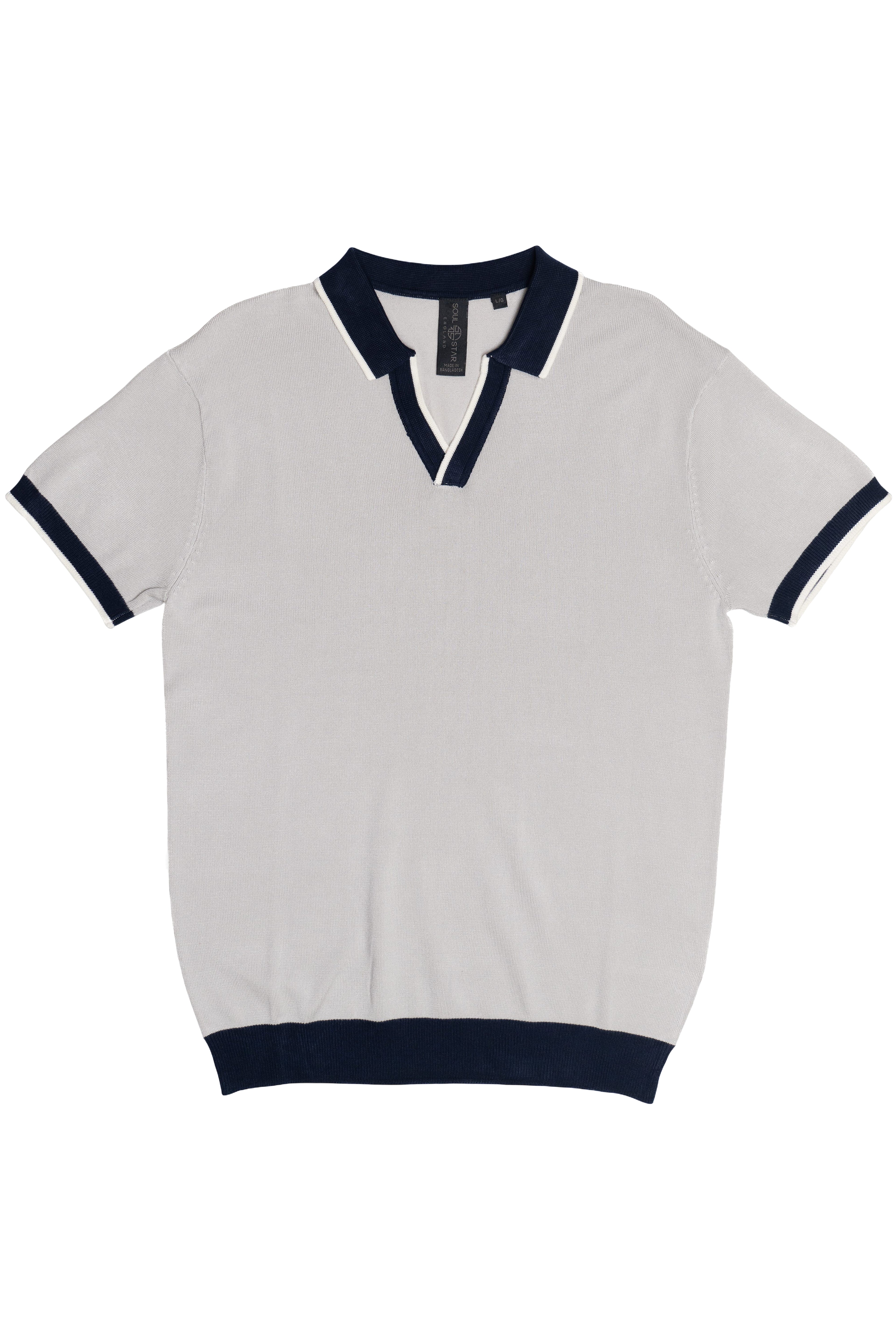 Contrast V-Neck Polo
