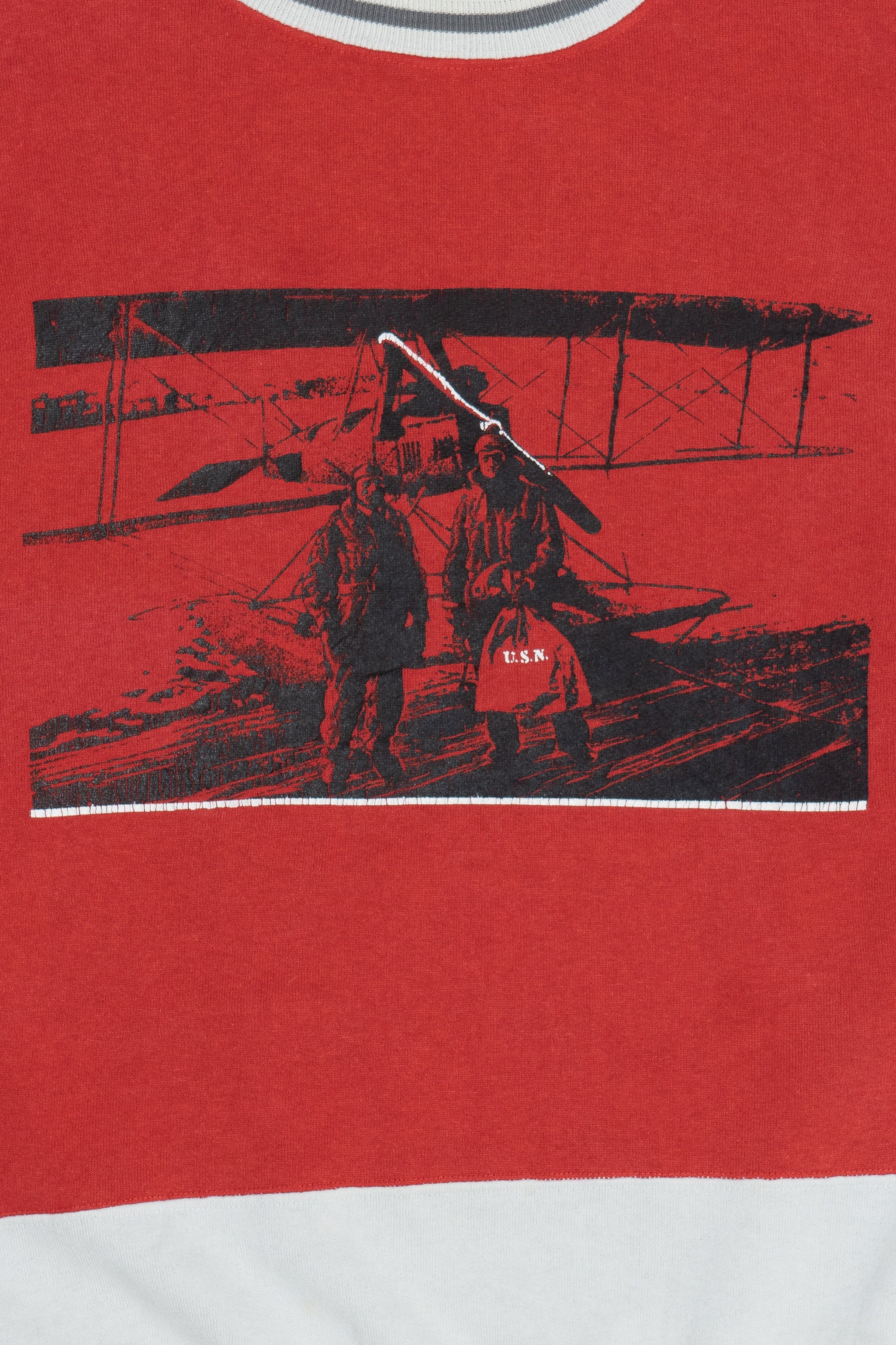 Vintage "U.S.N." US Navy Airplane Color Block Sweatshirt (1980s)