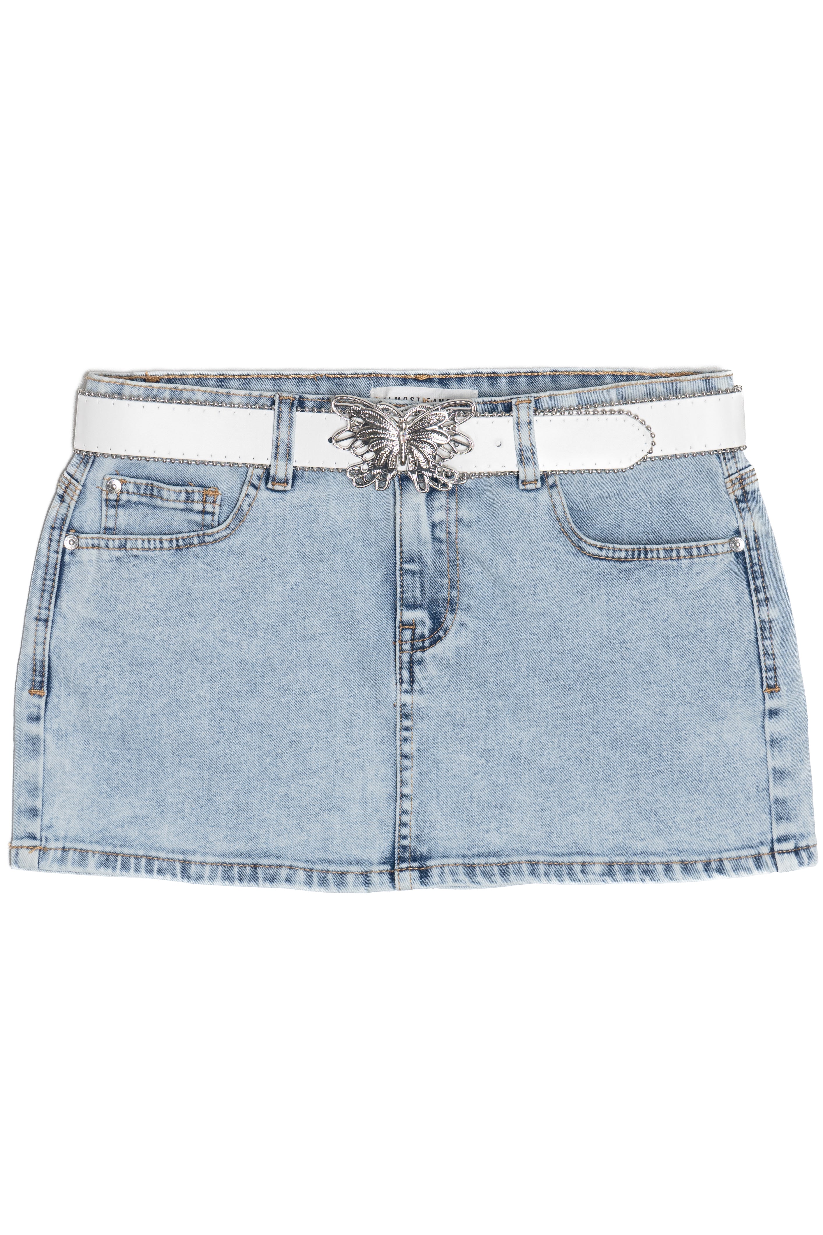 Butterfly Belt Mini Denim Skirt