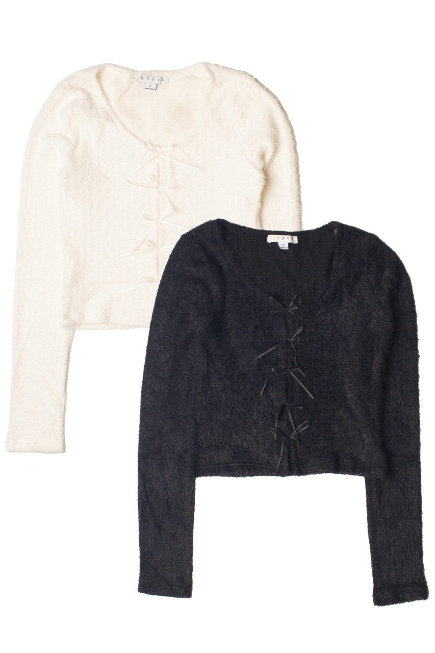 Bow Front Eyelash Cardigan