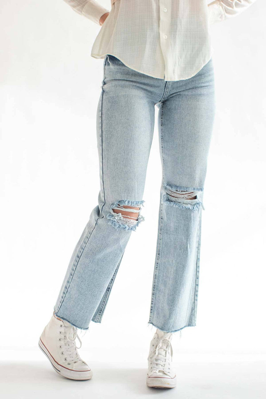 Faded 90s Distressed Denim Jeans