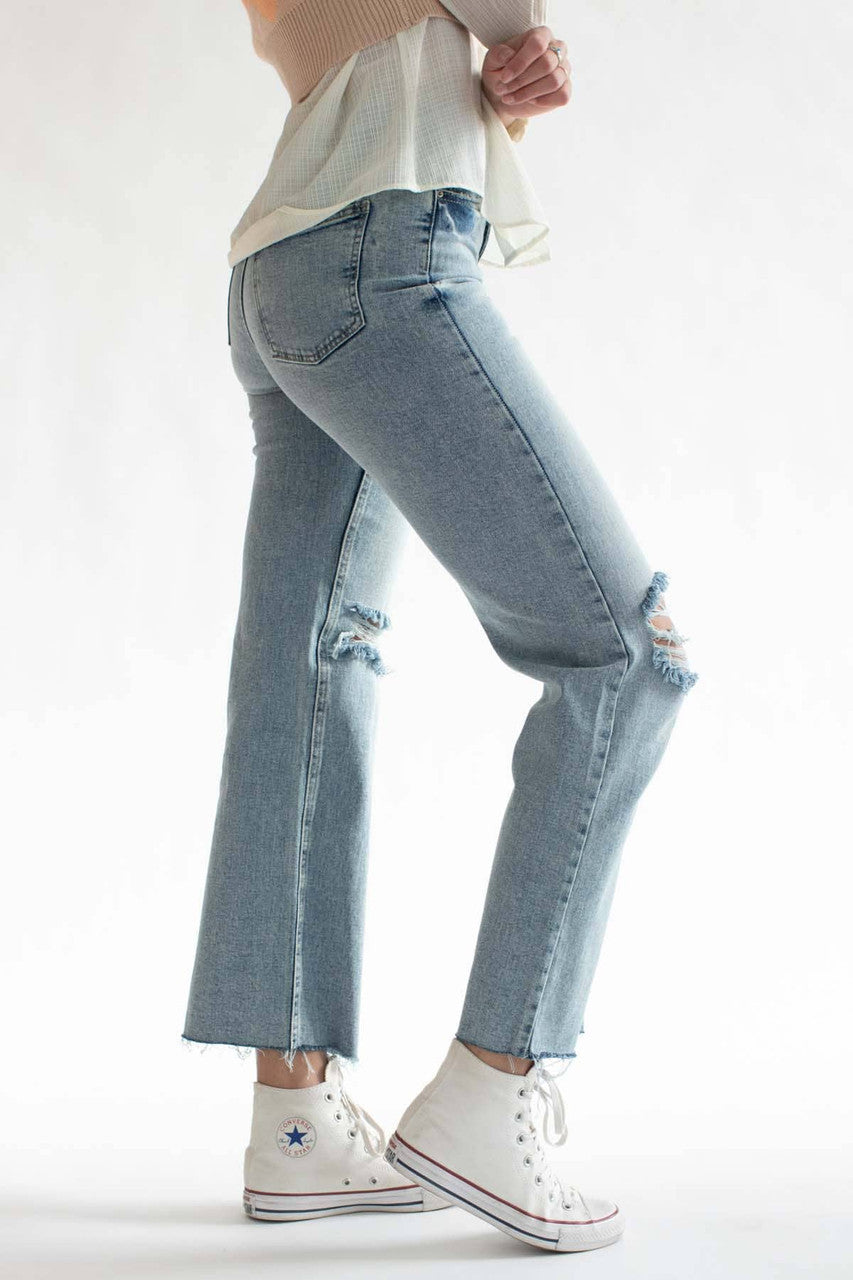 Faded 90s Distressed Denim Jeans