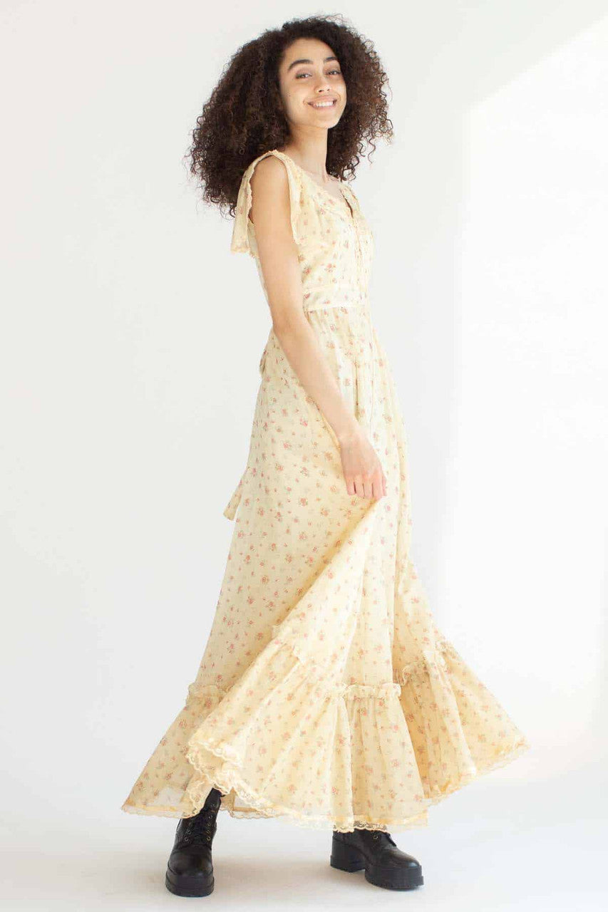Faded Vintage Gunne Sax Floral Peasant Dress