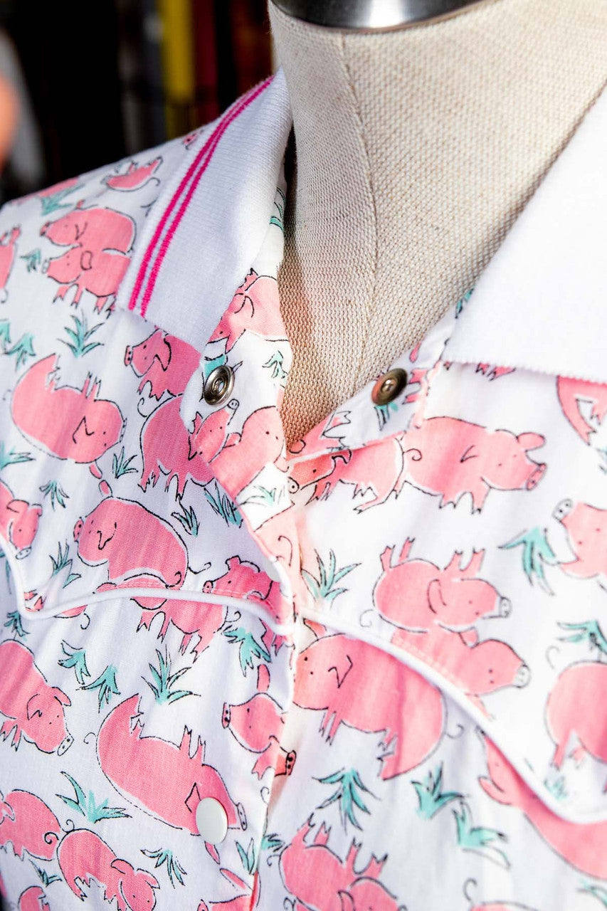 Vintage Piggies Button Up Top (sz. Medium)