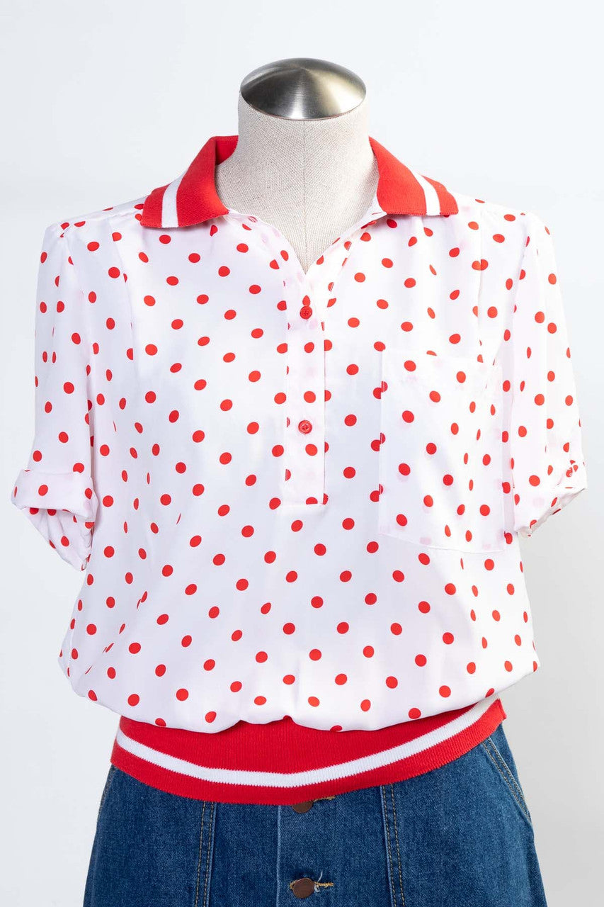 Vintage Red Polka Dot Pullover Top (sz. 6)