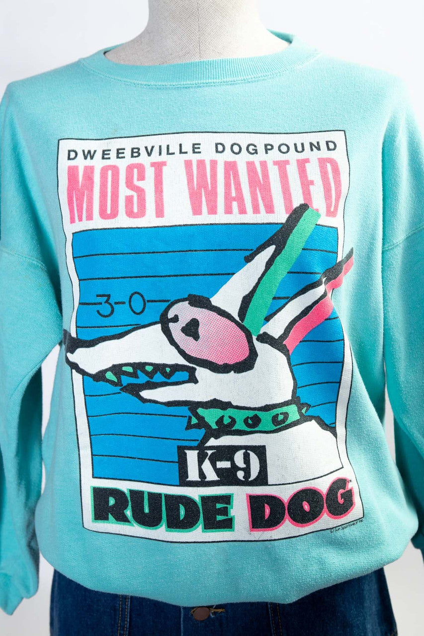 Vintage Most Wanted Rude Dog Sweatshirt (sz. Large)