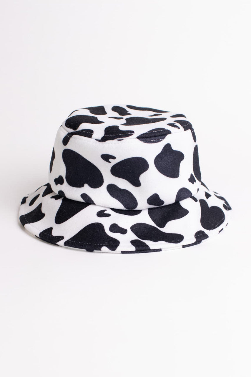 Felt Cow Print Bucket Hat