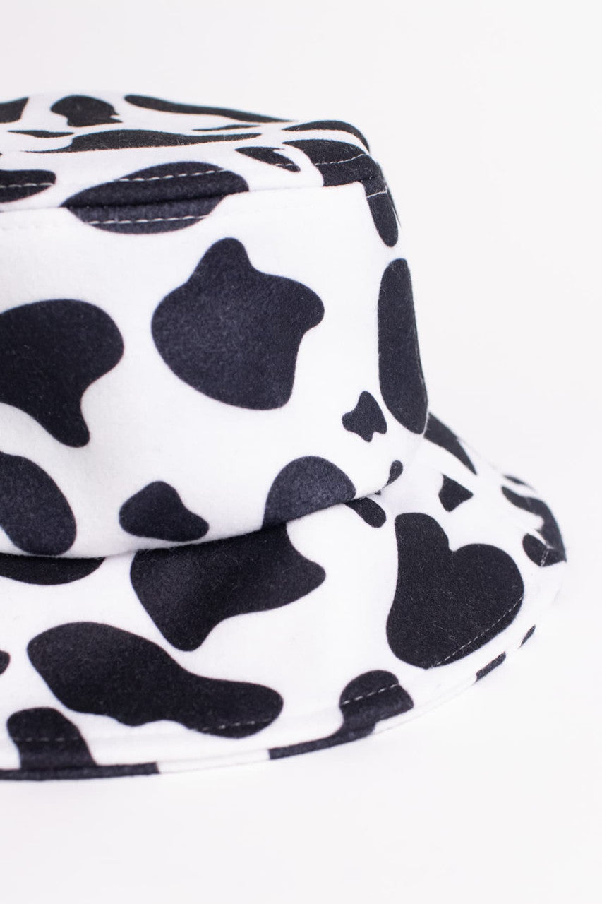 Felt Cow Print Bucket Hat
