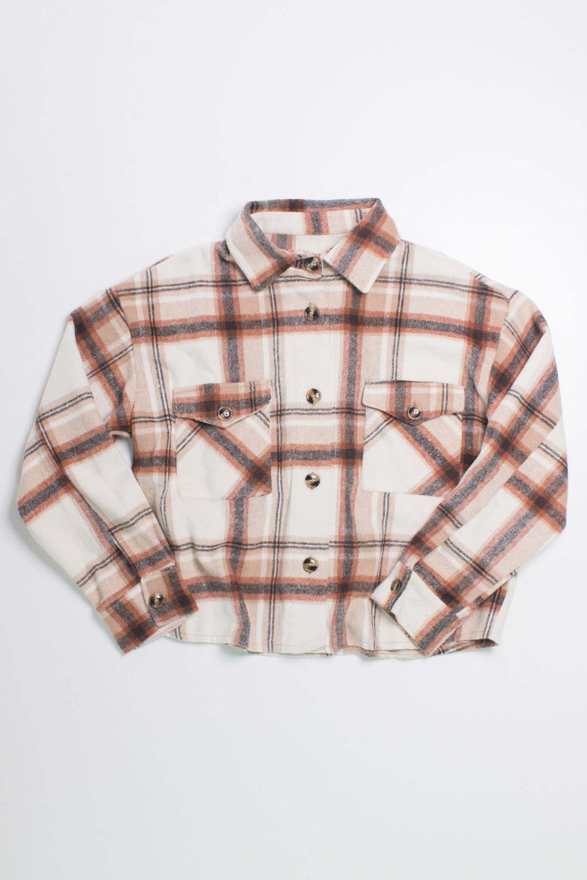 Oversized Rust Brushed Plaid Jacket