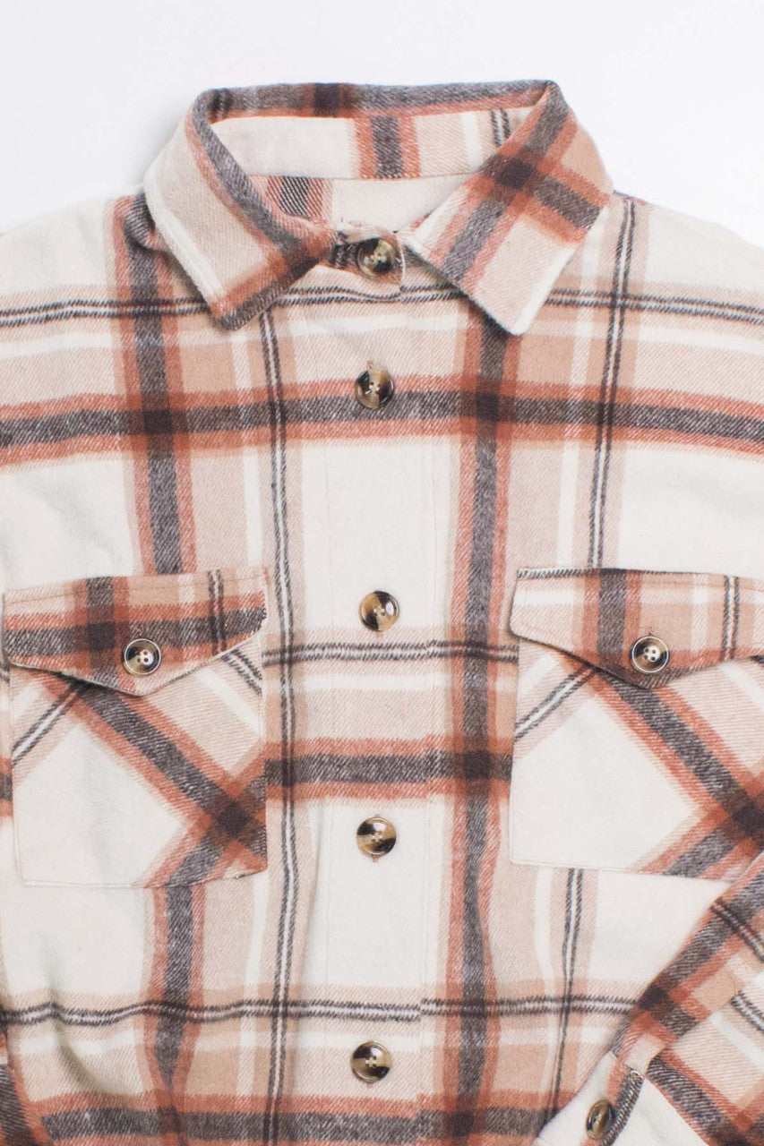 Oversized Rust Brushed Plaid Jacket